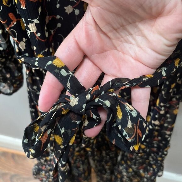 Draper‎ James Black Floral Flutter Dress- Size M - Picture 3 of 7